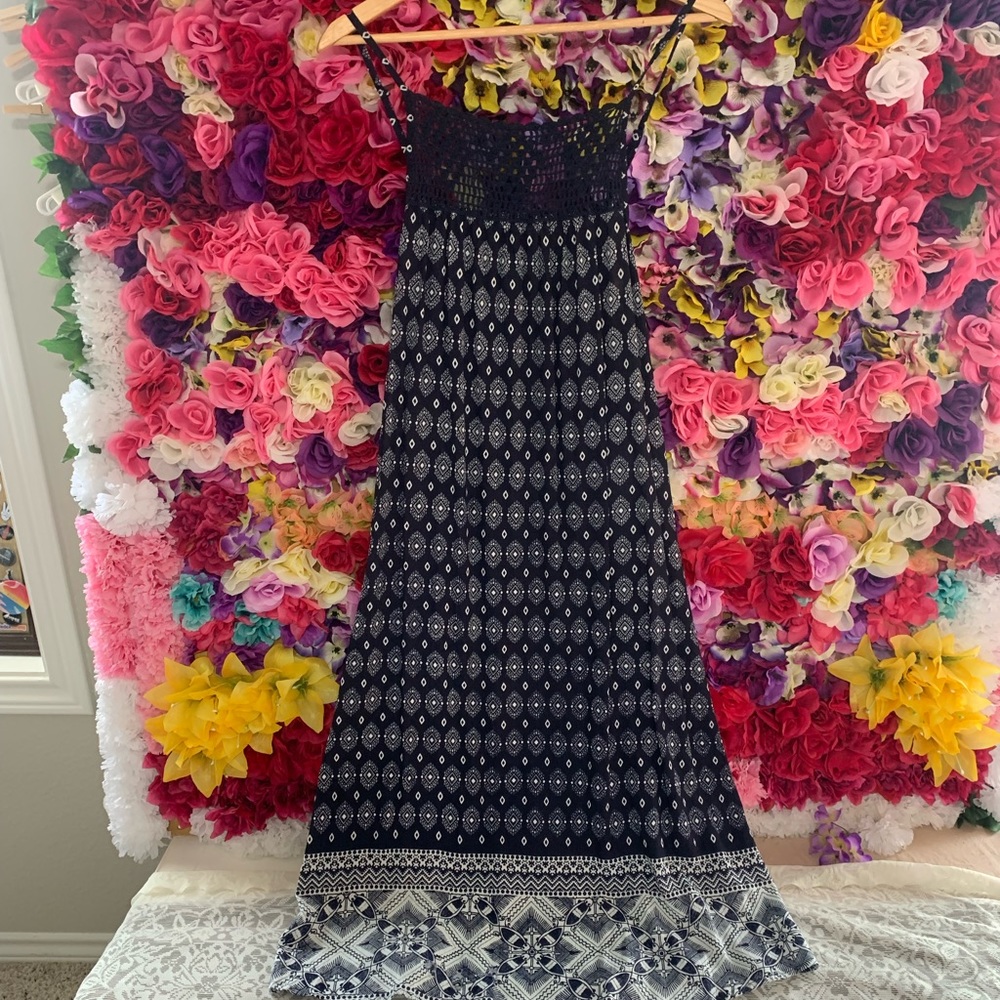 NWT sun dress navy and white size large